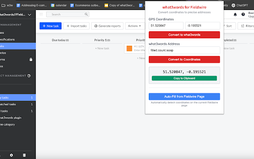 what3words for Fieldwire  from Chrome web store to be run with OffiDocs Chromium online