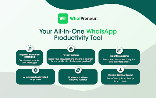 WhatPreneur: WhatsApp™ Web CRM with Contact Saver for Entrepreneurs  from Chrome web store to be run with OffiDocs Chromium online