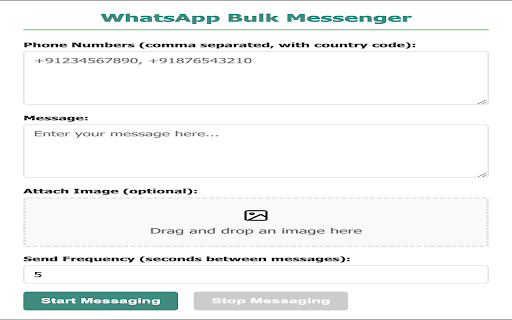 WhatsApp Bulk Messenger  from Chrome web store to be run with OffiDocs Chromium online