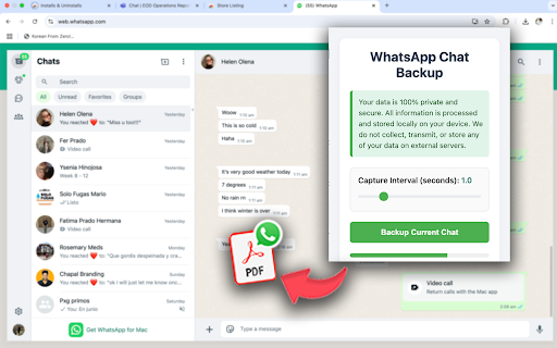WhatsApp Chat Backup  from Chrome web store to be run with OffiDocs Chromium online
