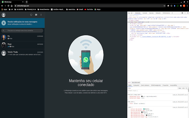 WhatsappDarkTheme  from Chrome web store to be run with OffiDocs Chromium online