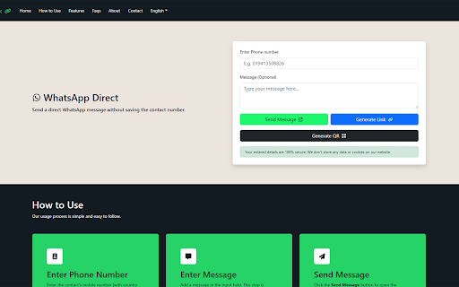 WhatsApp Direct Message  from Chrome web store to be run with OffiDocs Chromium online