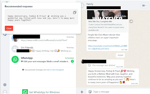 WhatsApp Group Chat Assistant  from Chrome web store to be run with OffiDocs Chromium online