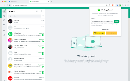 WhatsApp Remote  from Chrome web store to be run with OffiDocs Chromium online