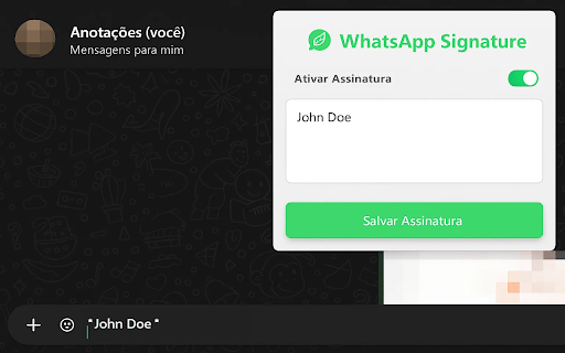 WhatsApp Signature Sender  from Chrome web store to be run with OffiDocs Chromium online