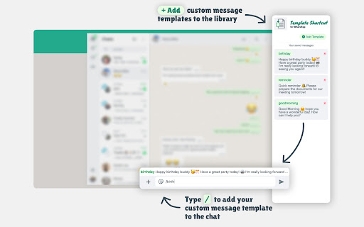 WhatsApp Template Shortcut  from Chrome web store to be run with OffiDocs Chromium online