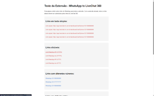 WhatsApp to LiveChat360 Link Replacer  from Chrome web store to be run with OffiDocs Chromium online