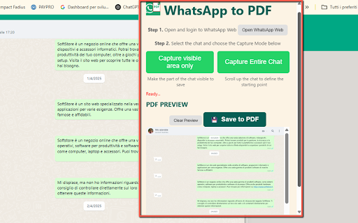WhatsApp to PDF Exporter  from Chrome web store to be run with OffiDocs Chromium online
