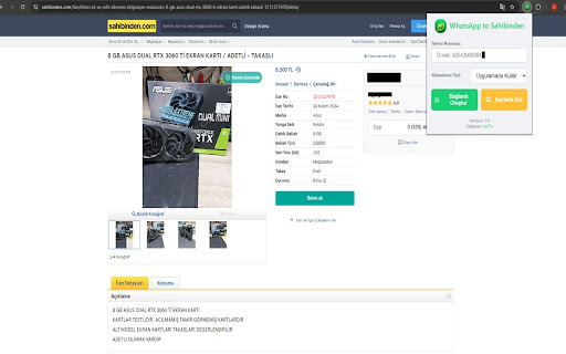 WhatsApp to Sahibinden  from Chrome web store to be run with OffiDocs Chromium online