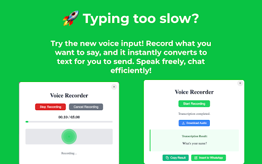 WhatsApp Voice to Text and Translate ExtBoost  from Chrome web store to be run with OffiDocs Chromium online