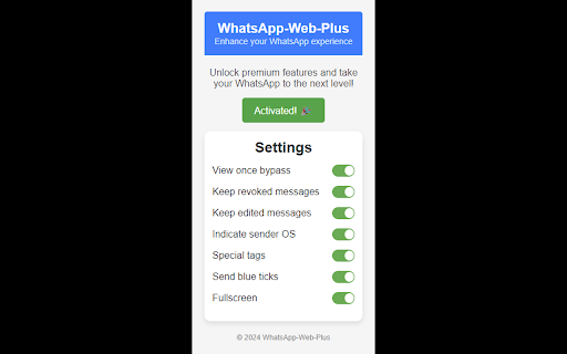 WhatsApp Web Plus  from Chrome web store to be run with OffiDocs Chromium online