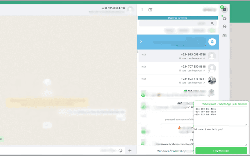 WhatsBlast  from Chrome web store to be run with OffiDocs Chromium online