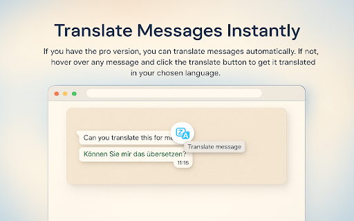 WhatsBuddyApp Easiest way to translate WhatsApp messages  from Chrome web store to be run with OffiDocs Chromium online