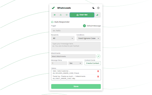 WhatsLeads  from Chrome web store to be run with OffiDocs Chromium online