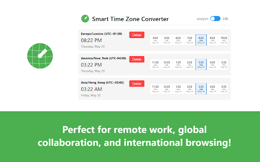 Whats the time? Time Zone Converter  from Chrome web store to be run with OffiDocs Chromium online