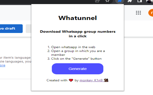 Whatunnel  from Chrome web store to be run with OffiDocs Chromium online