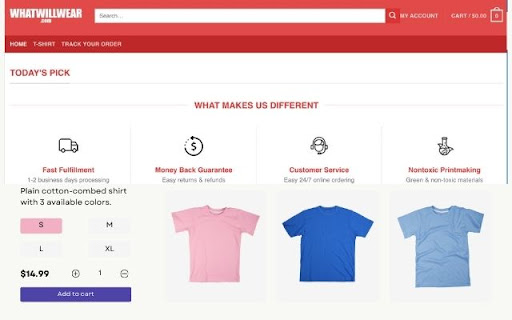 WhatWillWear Custom T Shirt Assistant  from Chrome web store to be run with OffiDocs Chromium online