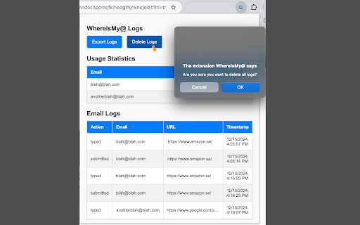 WhereIsMy@  from Chrome web store to be run with OffiDocs Chromium online