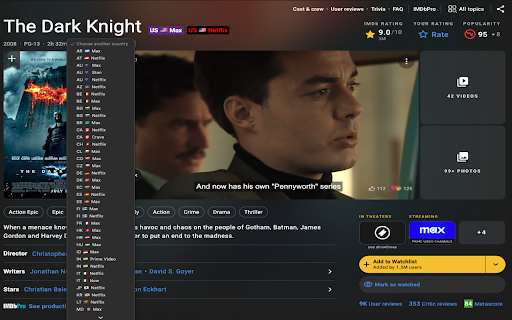 Where to Watch on IMDB  from Chrome web store to be run with OffiDocs Chromium online