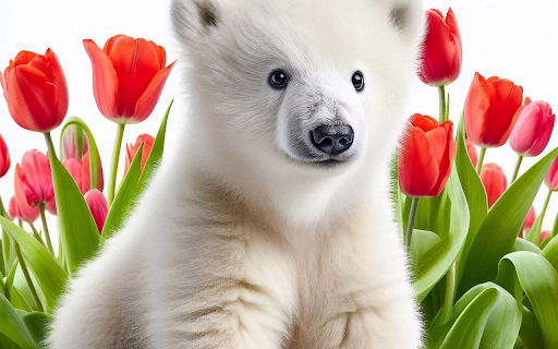 White bear and flowers  from Chrome web store to be run with OffiDocs Chromium online