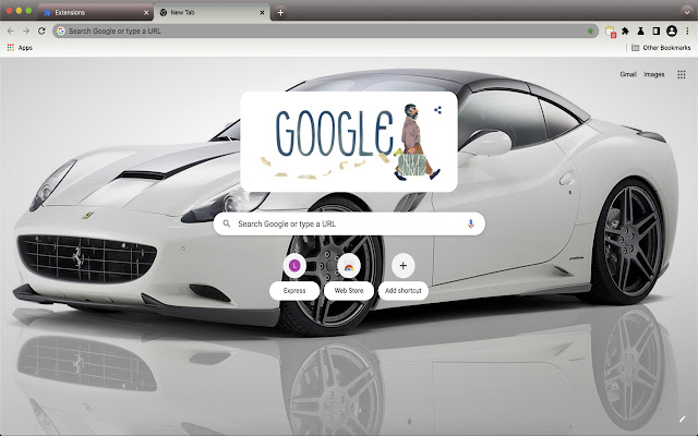 White Ferrari  from Chrome web store to be run with OffiDocs Chromium online