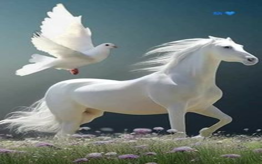 White horse and dove wallpaper  from Chrome web store to be run with OffiDocs Chromium online