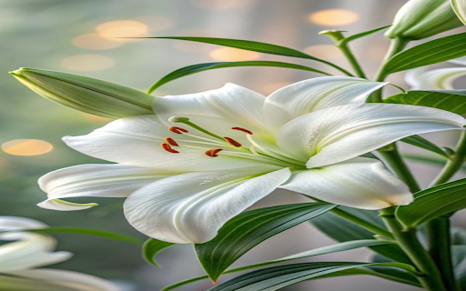 White lilies in full bloom Wallpaper  from Chrome web store to be run with OffiDocs Chromium online