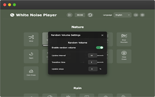White Noise Player  from Chrome web store to be run with OffiDocs Chromium online