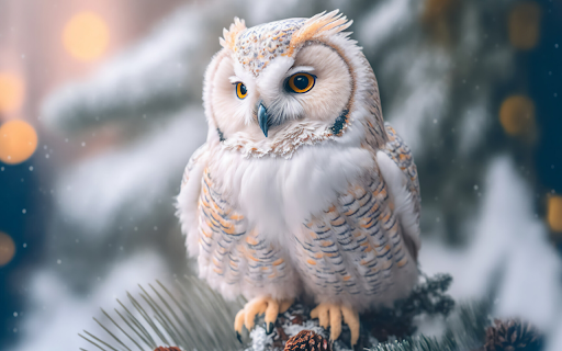 White Owl in a Sparkling Snow Scene  from Chrome web store to be run with OffiDocs Chromium online