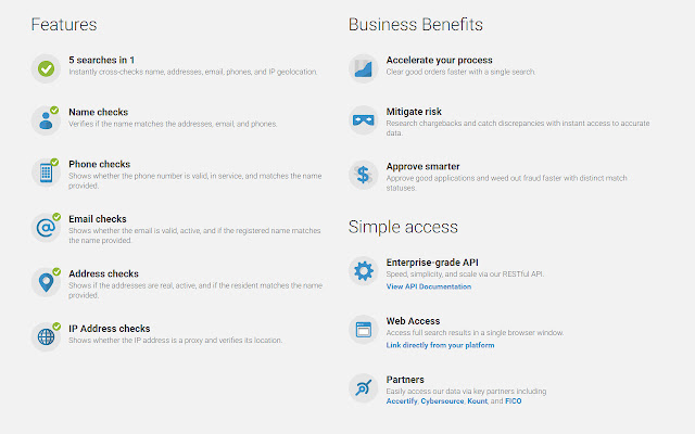 Whitepages Pro for Cybersource  from Chrome web store to be run with OffiDocs Chromium online