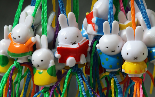 White plastic bunnies  from Chrome web store to be run with OffiDocs Chromium online