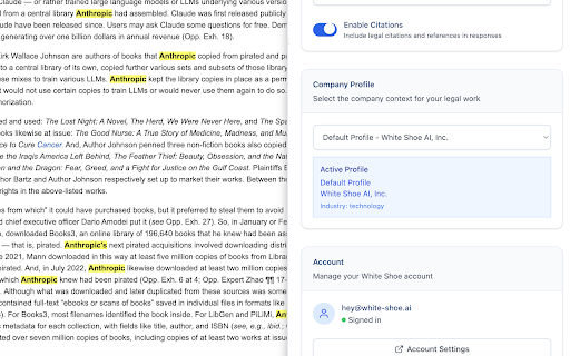 White Shoe Co Counsel  from Chrome web store to be run with OffiDocs Chromium online