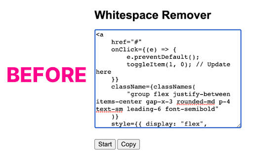 Whitespace Remover  from Chrome web store to be run with OffiDocs Chromium online