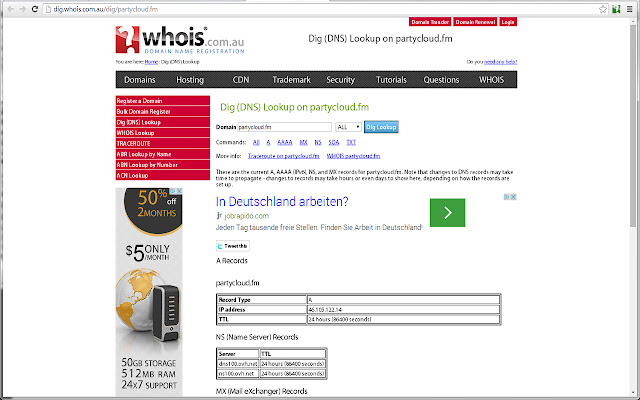 Whois DNS Lookup  from Chrome web store to be run with OffiDocs Chromium online