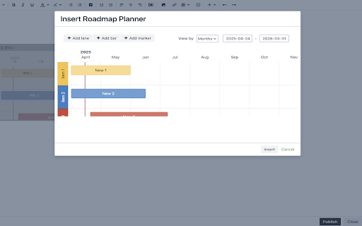 WideRoadmap for Confluence  from Chrome web store to be run with OffiDocs Chromium online