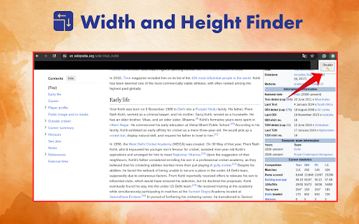Width and Height Finder  from Chrome web store to be run with OffiDocs Chromium online