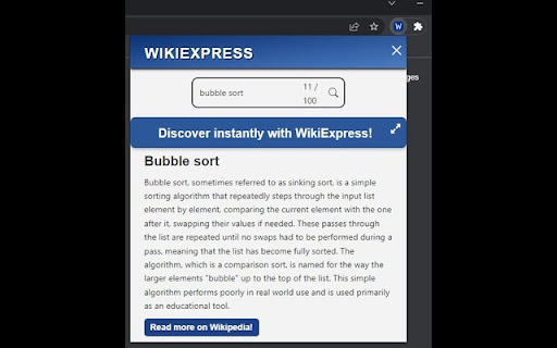 WikiExpress  from Chrome web store to be run with OffiDocs Chromium online