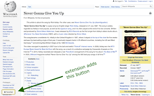 WikiFaves  from Chrome web store to be run with OffiDocs Chromium online