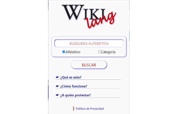 Wiki Lang  from Chrome web store to be run with OffiDocs Chromium online