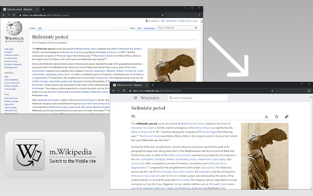 Wikipedia2Mobile  from Chrome web store to be run with OffiDocs Chromium online