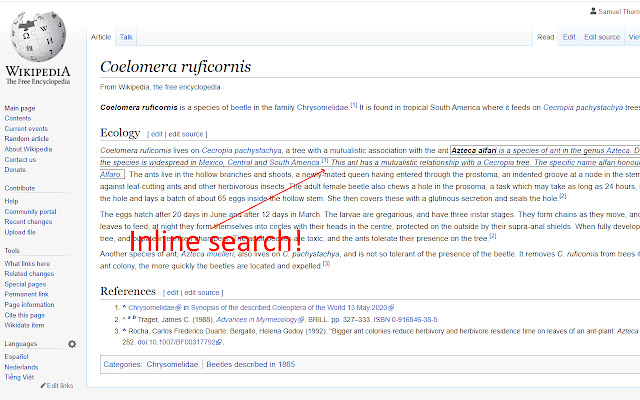 Wikipedia Context Expander  from Chrome web store to be run with OffiDocs Chromium online