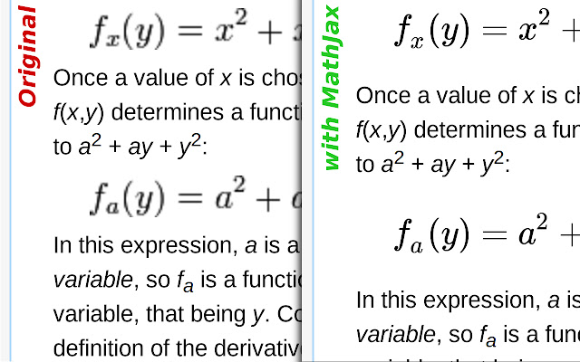 Wikipedia mit MathJax aus dem Chrome Web Store soll mit OffiDocs Chromium online betrieben werden