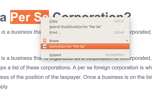 Wikitionary word definition lookup  from Chrome web store to be run with OffiDocs Chromium online