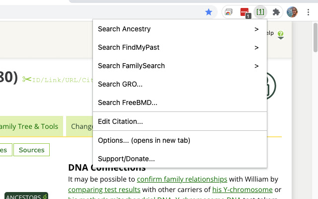 WikiTree Sourcer  from Chrome web store to be run with OffiDocs Chromium online