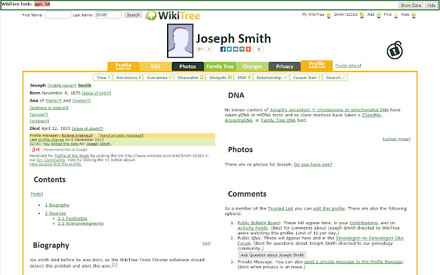 WikiTree Tools  from Chrome web store to be run with OffiDocs Chromium online