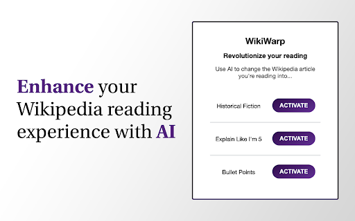 WikiWarp  from Chrome web store to be run with OffiDocs Chromium online