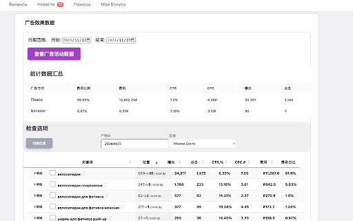 WildbearsADS Wildberries广告数据分析及排名优化  from Chrome web store to be run with OffiDocs Chromium online