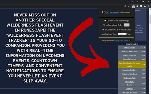 Wilderness Flash Events Notifier  from Chrome web store to be run with OffiDocs Chromium online