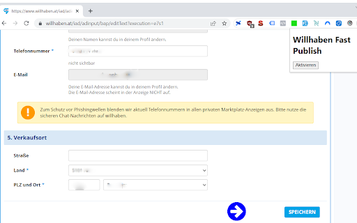 Willhaben Fast Publish  from Chrome web store to be run with OffiDocs Chromium online