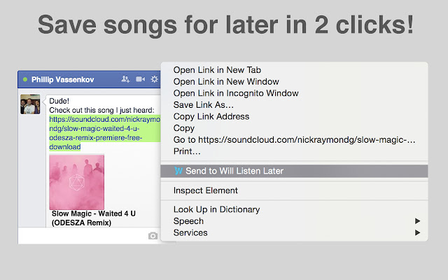 Will Listen Later  from Chrome web store to be run with OffiDocs Chromium online